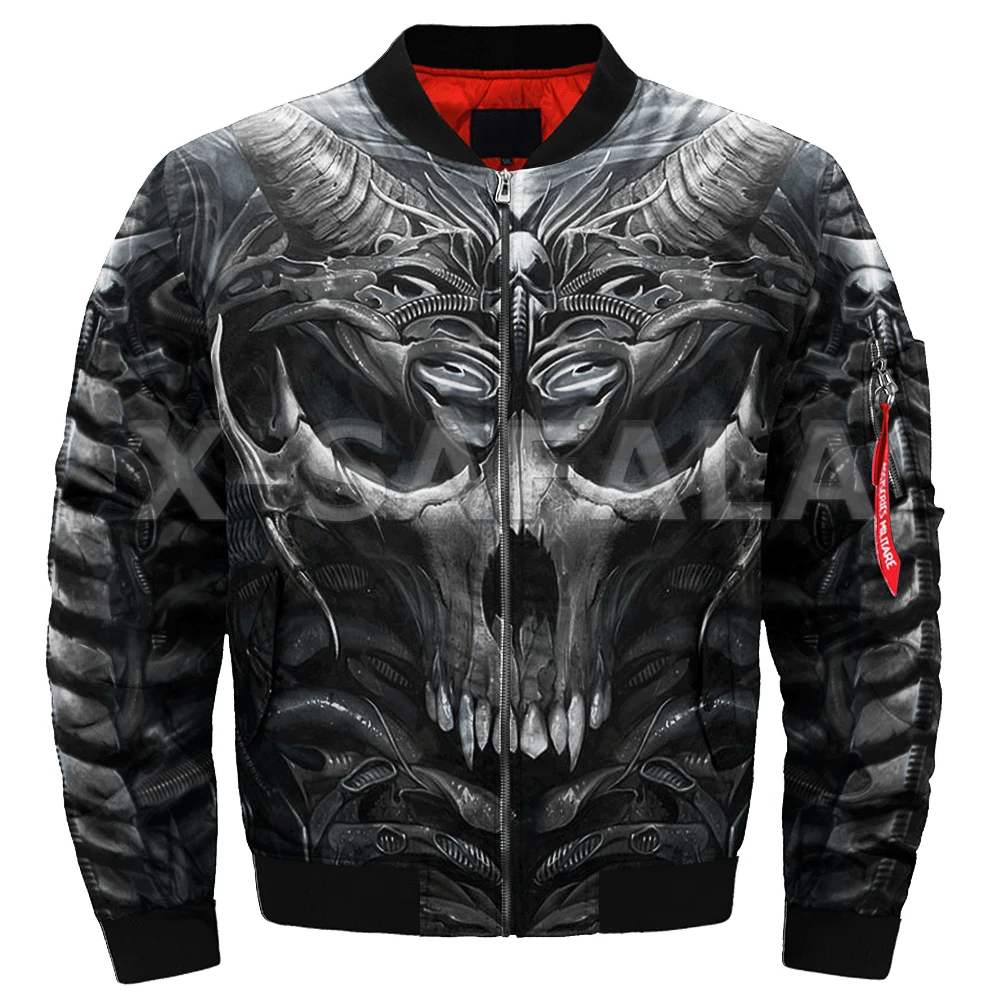 

Mens Unisex 3D Bomber Jackets Trippy Skull Head Print Zipper Flight Jacket Casual Unisex Harajuku Women Streetwear Thick Coat