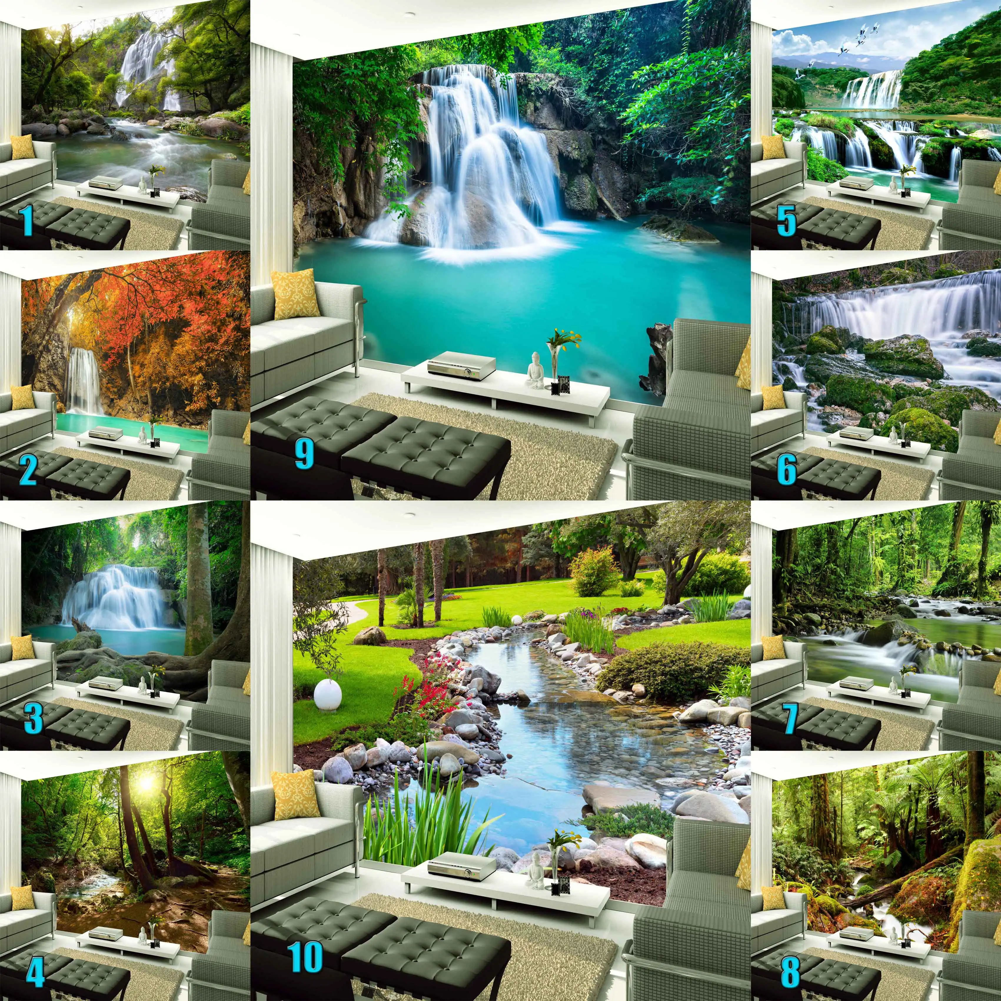 Большие Настенные обои на заказ с изображением леса зеленого пейзажа фоновые