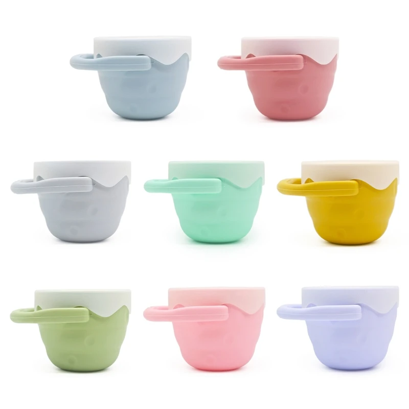 

Solid Color Baby Snack Cup Toddler Food Storage Box Silicone Snacker Lid Bowl