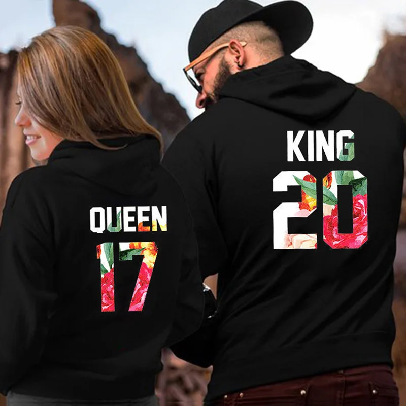 

New Couple Hoodies Autumn Winter Women Men Harajuku Hooded Sweatshirt Female Full Sleeve Casual Pullovers Tops Queen King Poker