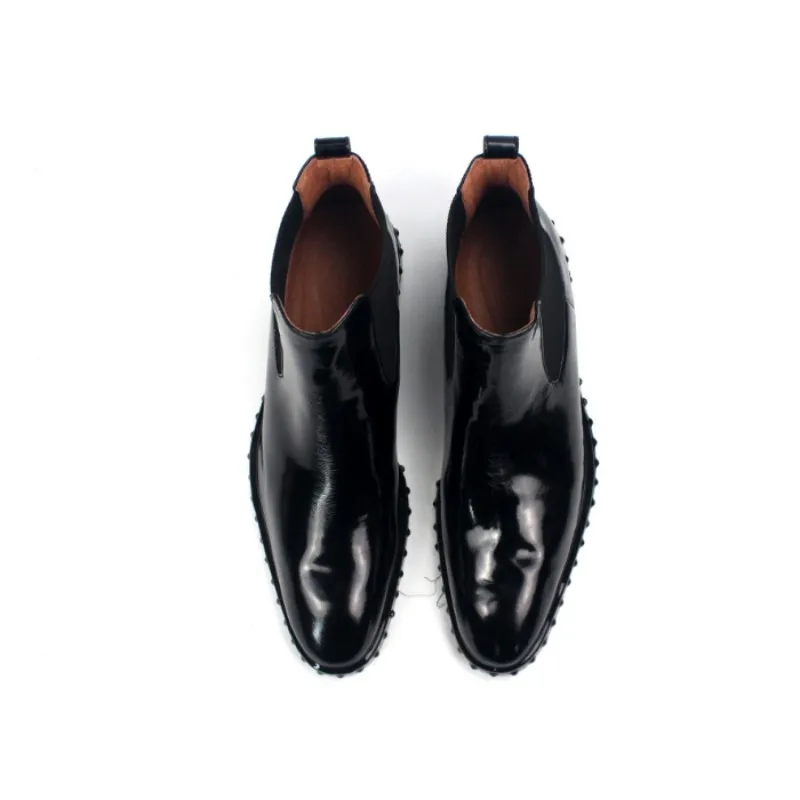 Ботинки Челси мужские с заклепками дизайнерские брендовые ботинки острым носком