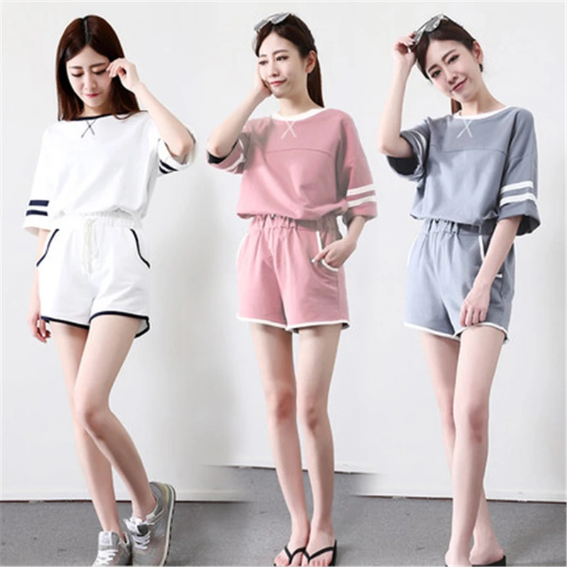 Летний спортивный костюм для женщин женские костюмы комплект из двух предметов