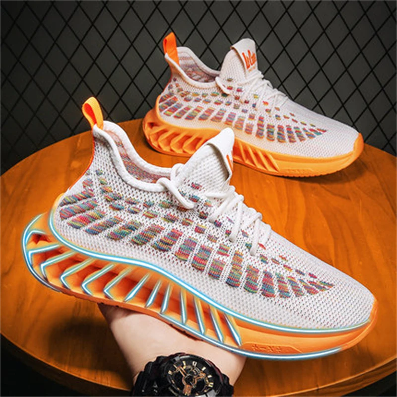 

Men Fashion Casual Blade Shoes Breathable Flying Woven Man Lace-Up Sneakers Trendy Light Shoe Zapatillas Hombre Sapato Masculino