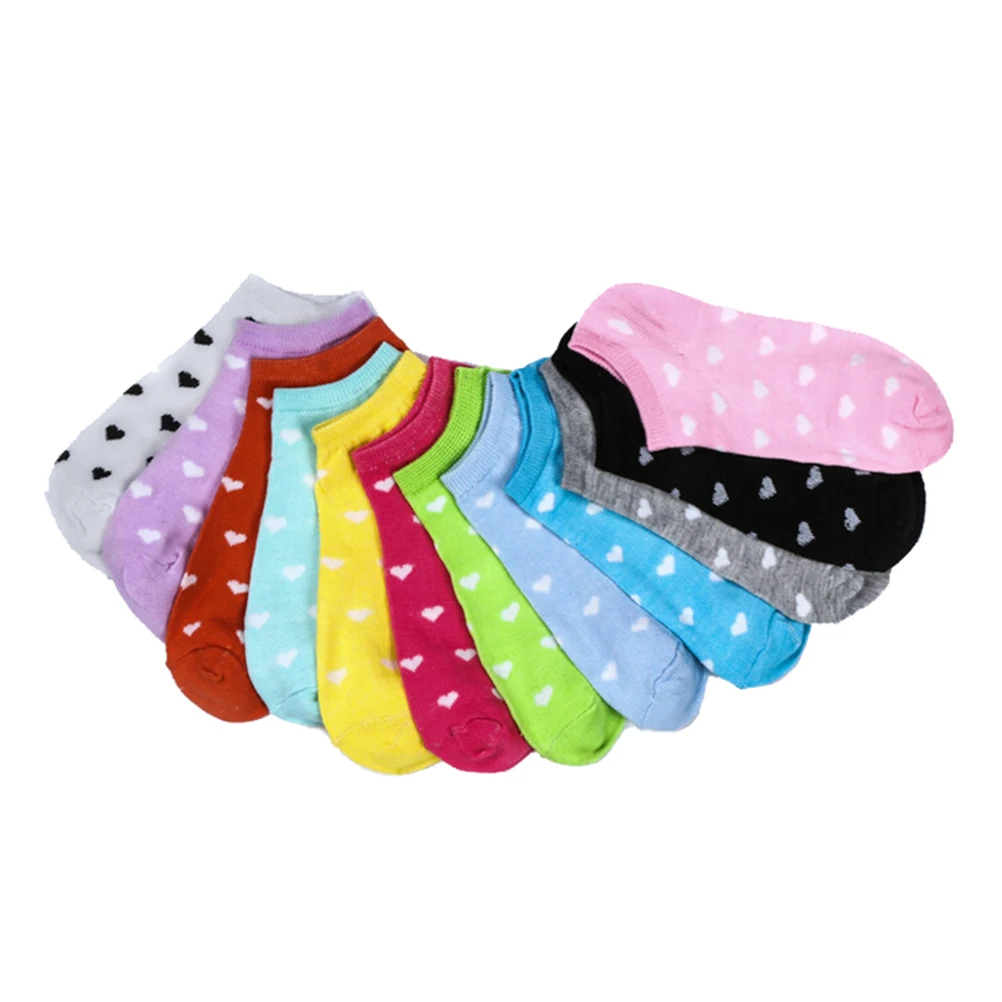 

5 Pairs Girl's Socks Short Candy Color Printed Dot Cute Art Socks Female Women Thin Ankle Cotton Blends Socks Low Cut Sock