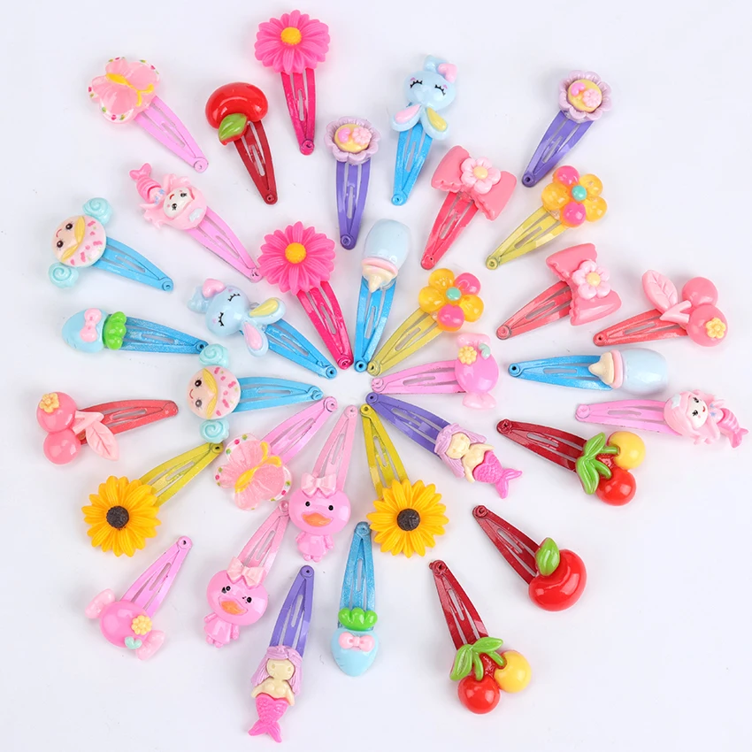 Styles Flower Cartoon Hairpins Barrettes Lovely Kids Girls 3cm Multicolor Hair Clip Headwear Accessories