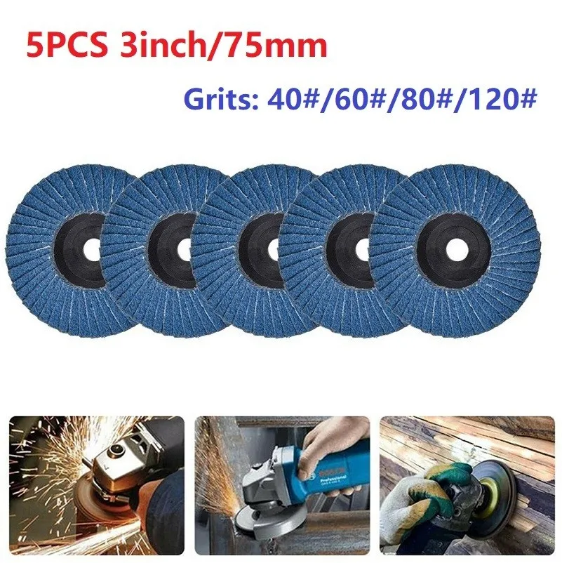 

5pcs 3 Inch Flat Flap Discs 75mm Grinding Wheels Wood Cutting For Angle Grinder Polishing Tools Parts