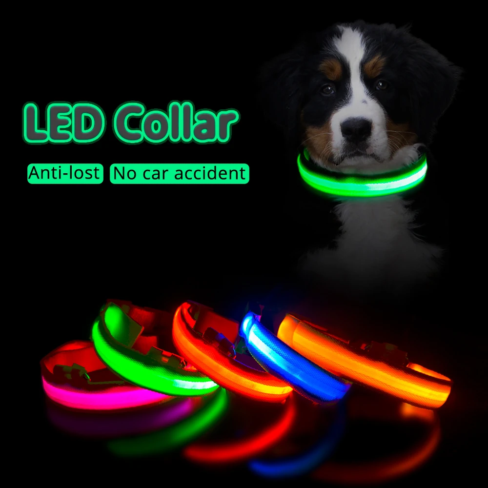 

USB Charging Led Dog Collar Anti-Lost/Avoid Car Accident Collar For Dogs Puppies Dog Collars Leads LED Supplies Pet Products