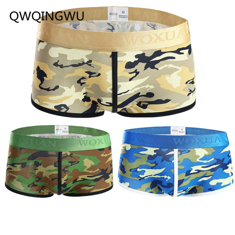 3PCS/Lot Men's Boxers Sexy Men Underwear Male Underpants Camouflage Male Panties Polyester Shorts U Convex Pouch Boxers Trunk