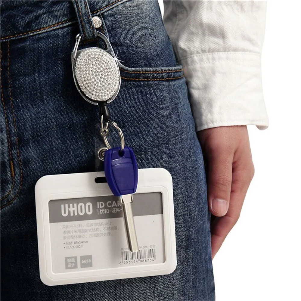 

IPc Keychain Crystal Key Organizer Retractable Pull Keychain Shinny Landyard Key Bag Car Key Holder Bag Accessories