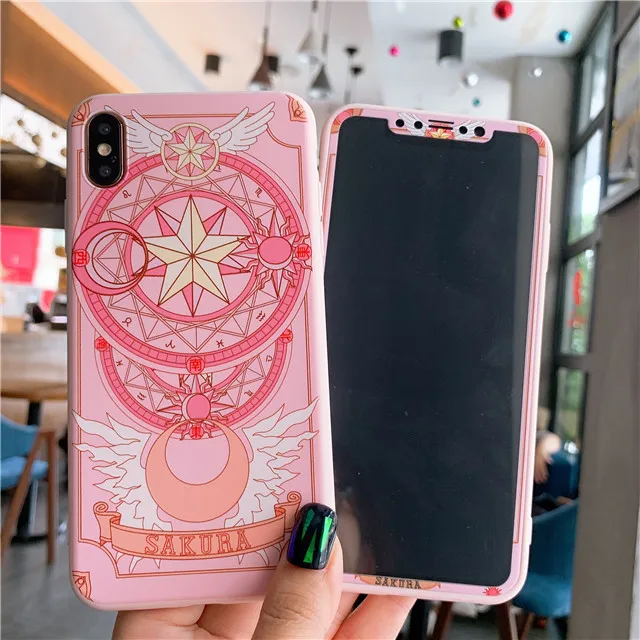 Cartoon Pattern For iPhone 6 6S 7 8 Plus X XS Max XR Screen Protector Tempered Glass Film+TPU Phone Cases | Мобильные телефоны и