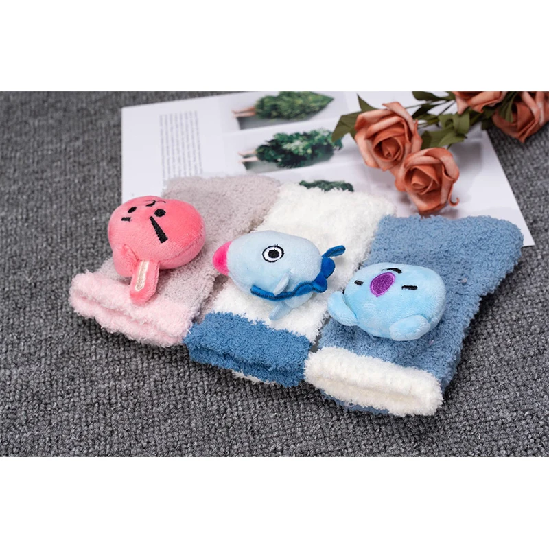 

YBTS Bulletproof Youth Group Fashion cartoon socks long cartoon sleep socks thick coral fleece warm socks