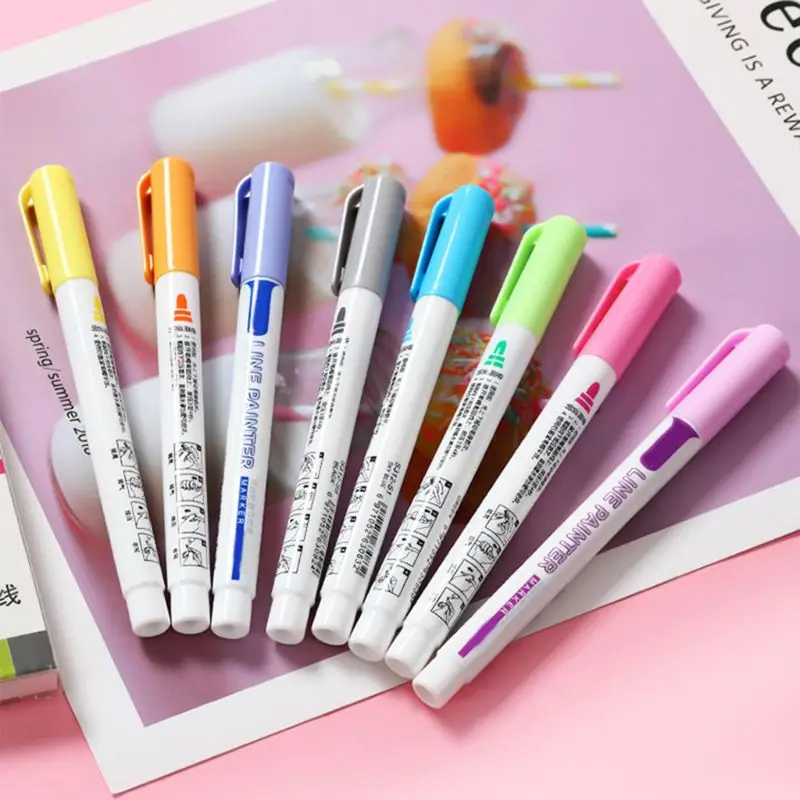 

8Pcs Colorful Marker Pen Drawing Double Line Outline Pen Handwriting Pen