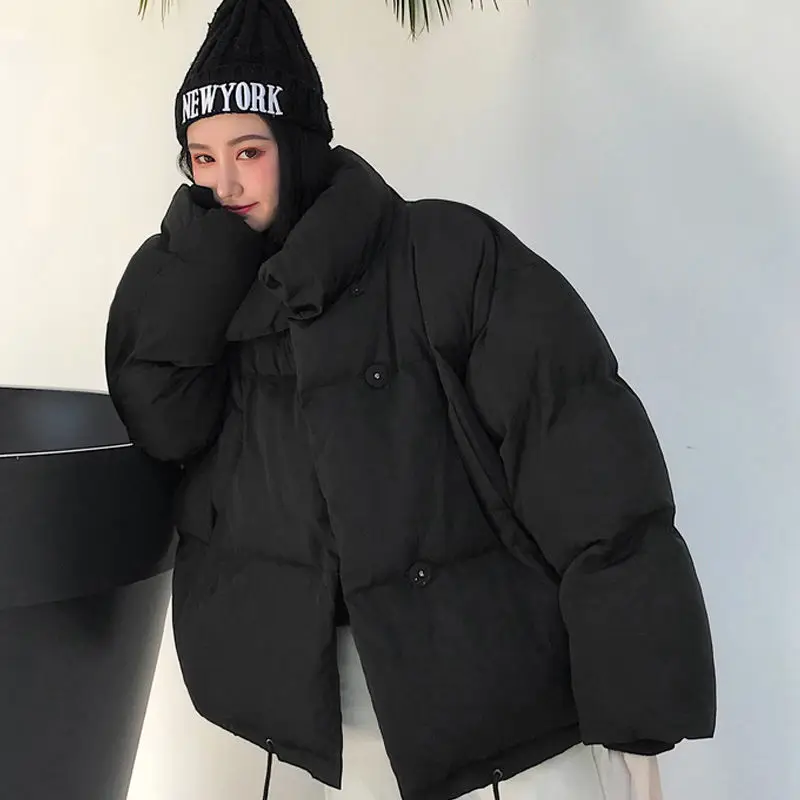 Women Winter Warm Red Parkas Coat Loose Korean Puffy Cotton Padded Jacket Fashion Woman 2023 Short Bread Overcoat Mujer Chaqueta
