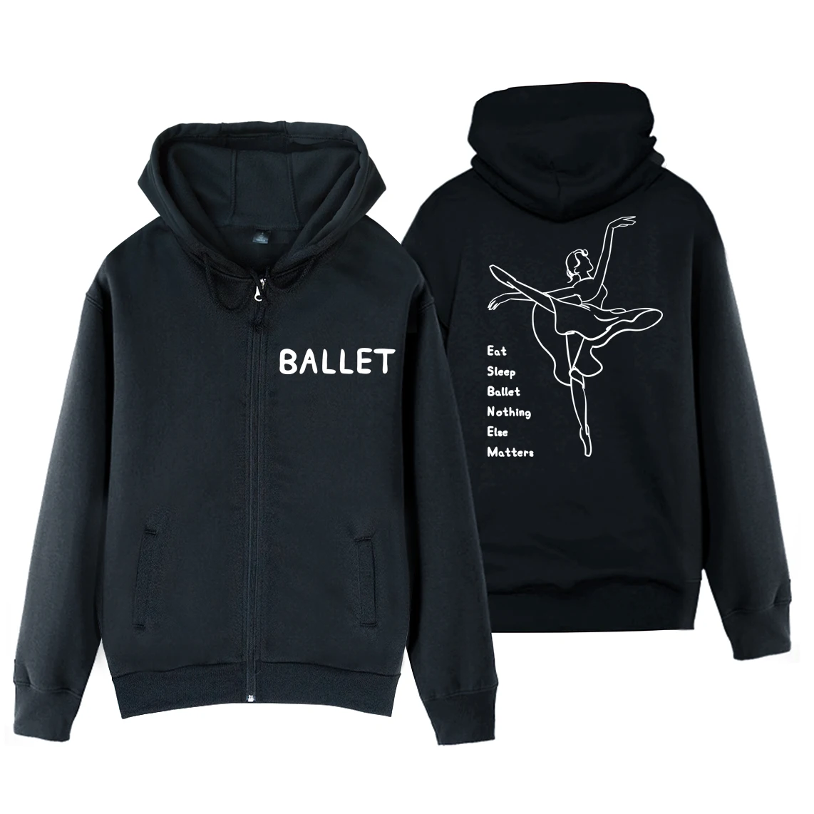 

Ballet Dancer Angel Elegant Dance Eat Sleep Ballet Nothing Else Matters Man Boy Coat Full Zip Hoodie Fleece Jacket Winter ZIIART