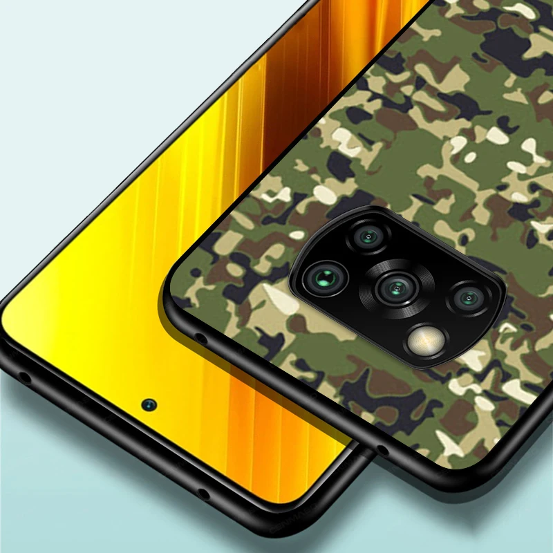 

Camouflage Pattern Camo For Xiaomi Poco X3 NFC M3 M2 X2 F3 F2 Pro C3 F1 Mi Play Mix 3 A2 A1 6X 5X Black Phone Case