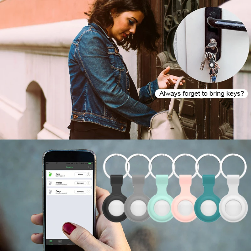 

For Case Liquid Silicone Protective Cover For Locator Tracker Anti-lost Device Keychain Sleeve Ring Buckle