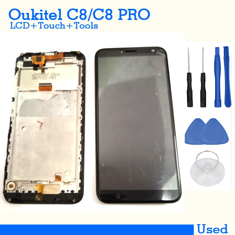 

Original Touch Screen + LCD Display With Frame Digitizer Assembly Replacement Parts Accessory + Tools For OUKITEL C8/C8 PRO,Used