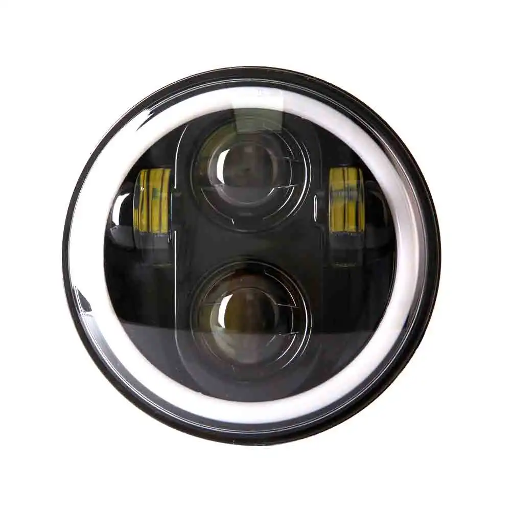 

5.75 Inch Black Halo Angel EyesLEDHeadlight ForHarley Sportster 1200 883 Street Softail Dyna 5-3/4&quot Projector Round Headlamp