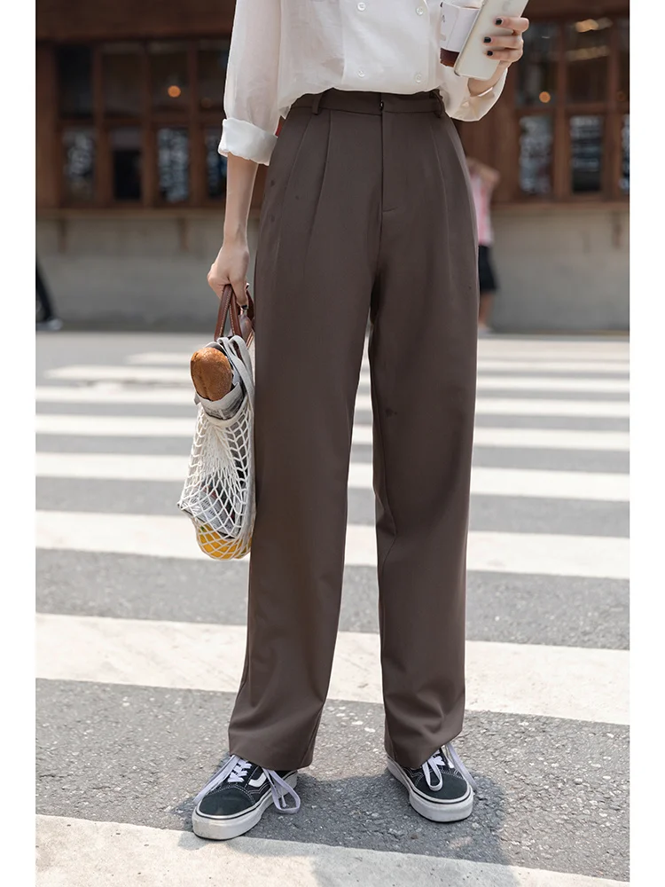 Черные брюки женские летние тонкие повседневные Костюмные с высокой талией