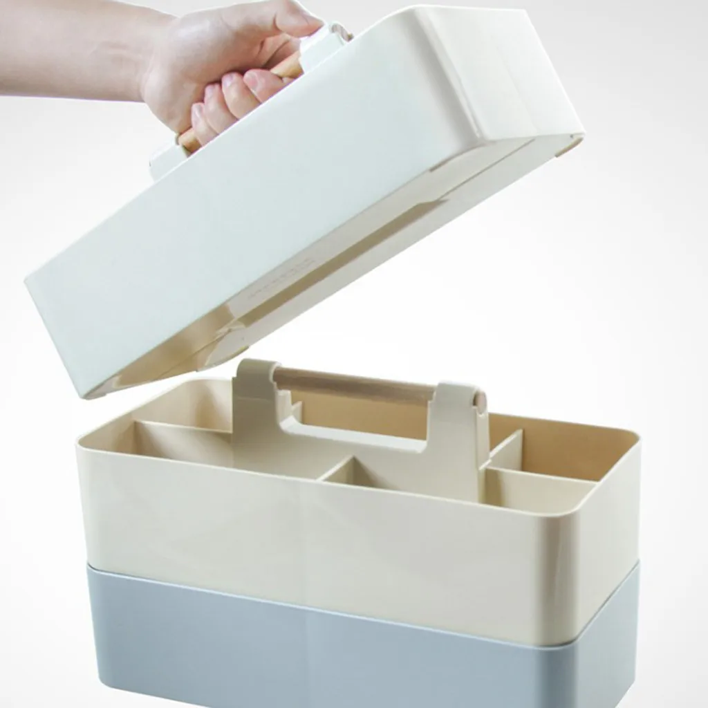 

Cosmetic Skin Care portable Desktop Storage Box Plastic with Compartments Storage Rack Large Capacity School Office Home supply