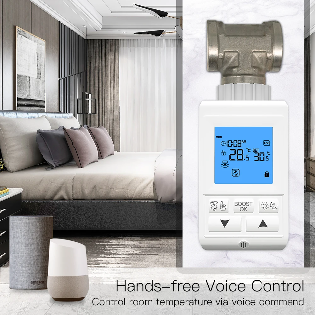 Термостатический клапан радиатора Zigbee Smart TRV регулятор температуры голосовое