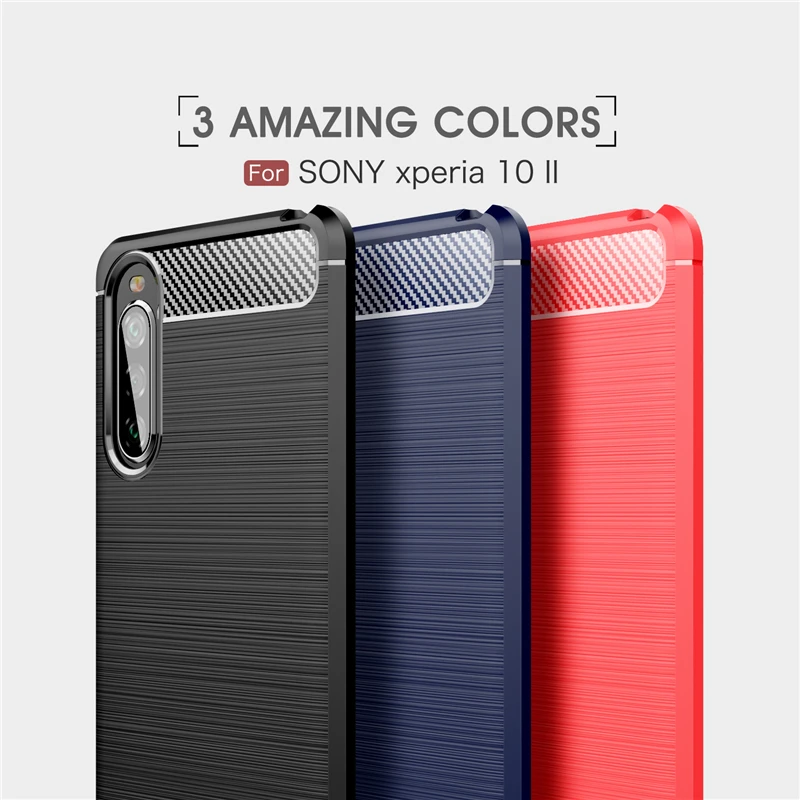 for sony xperia 10 ii case silicone carbon fiber cover phone case for sony xperia 10 ii protective cover for sony xperia 10 ii free global shipping