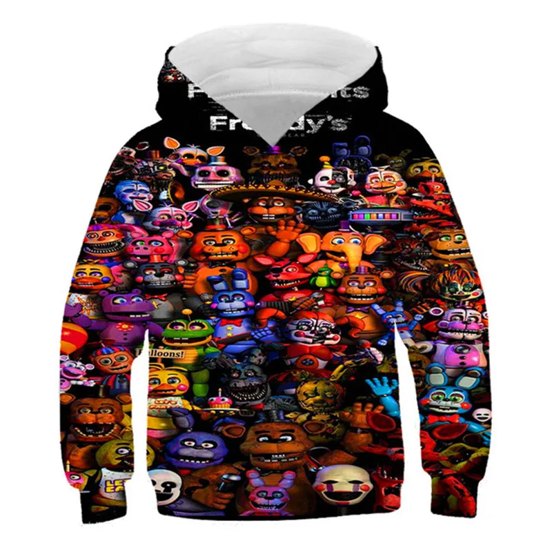 

4-14Years Baby kid Cartoon 5 Night At Freddy FNAF Sweatshirt Hoodies Children 3D print Harajuku style Long Sleeve Hoodie For Boy