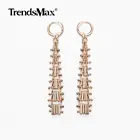 Новые трендовые женские серьги из розового золота 585, геометрические серьги - подвески с цепочкой Huggie, свадебные модные ювелирные изделия, подарок GE270