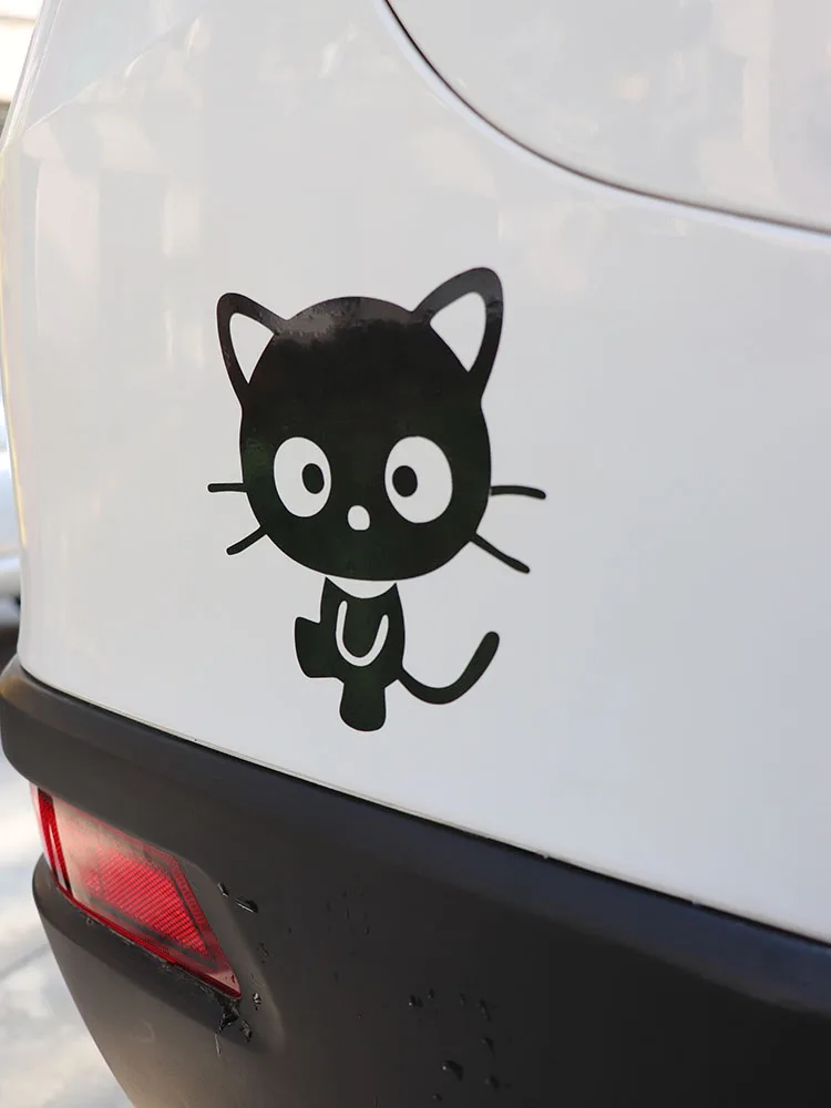 

ZTTZDY 14.2*14.2CM Lovely Cat Car Sticker Cartoon Vinyl Decal Black/Silver ZJ4-0152