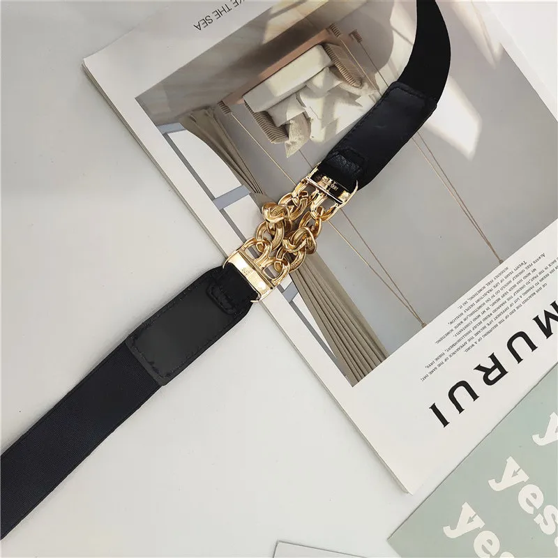 

Small Iron Hoop Buckle Belt Thin Decorative Dress Simple Elastic Waist Seal Women's All-Match Hook Belt Women's Skirt