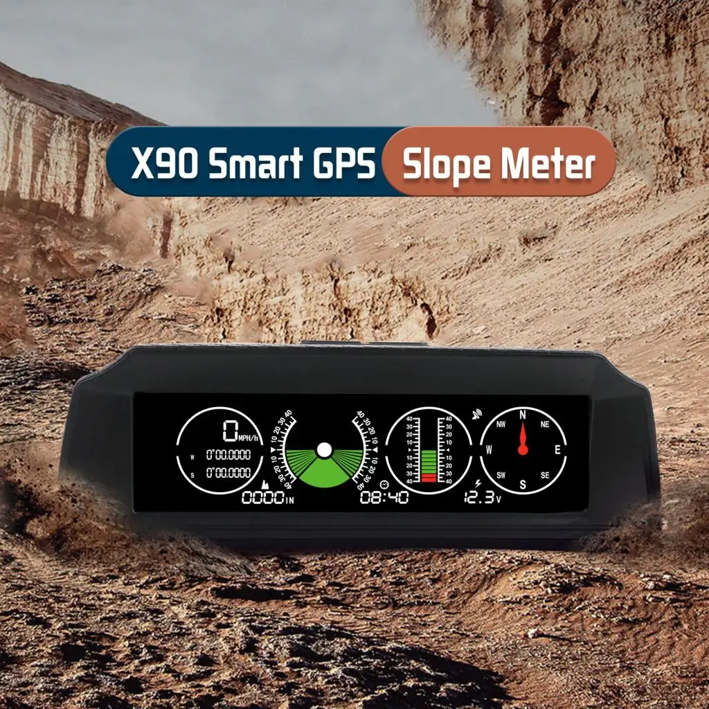 

X90 GPS PMH KMH Slope Meter Inclinometer Altimeter Car HUD Automotive