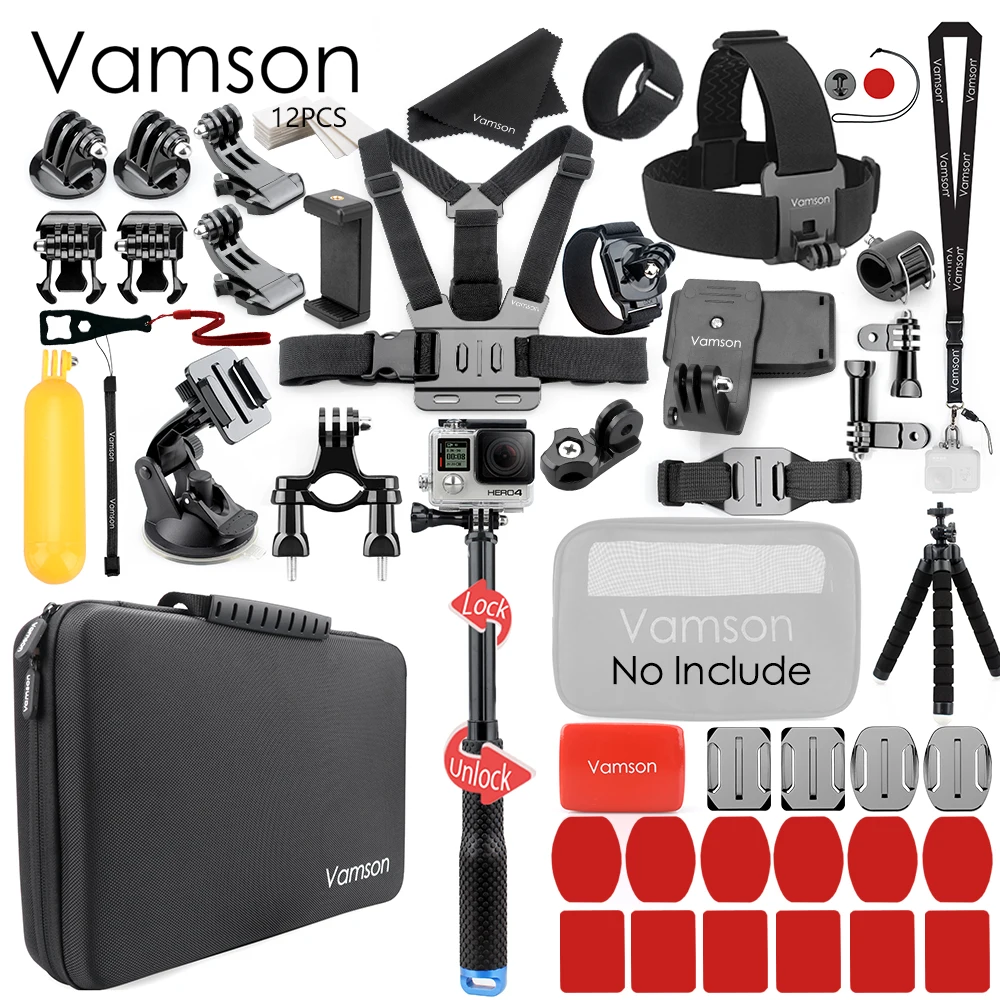 Vamson для Gopro аксессуары комплект для Go Pro Hero 7 6 5 черный монопод Штатив для DJI OSMO Экшн-камера для Xiaomi yi Mijia VS83 - Цвет: VS83A