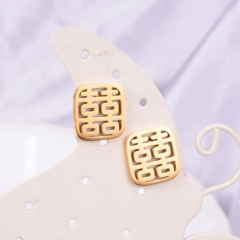 E07 серьги-гвоздики в китайском стиле для костюма Xi полые квадратные серьги с