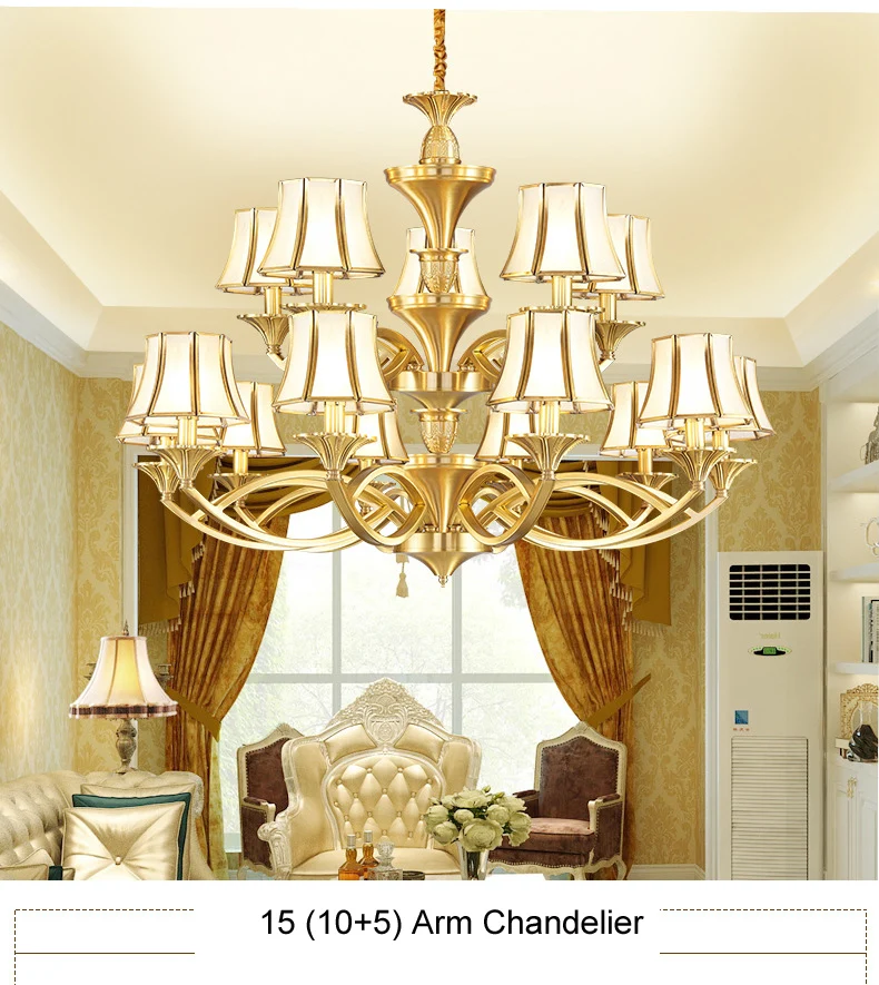 Медная люстра в европейском стиле для дома гостиной потолочные люстры