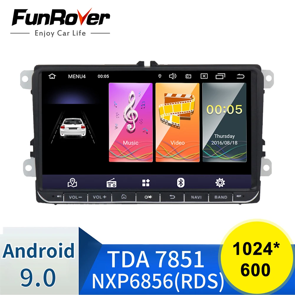 " Android 9.0 автомобильный радиоприемник gps навигатор для Volkswagen Skoda Octavia golf 5 6 touran passat B6 polo tiguan yeti rapid multimedia