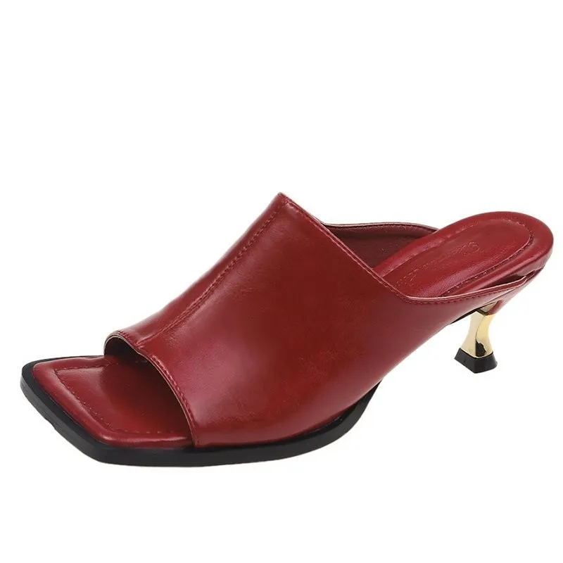 

Ladies Flip Flops Elegant Shoes Ladies Summer Sandals Square Toe Slippers Beach New Style Zapatillas Mujer Casa Sapato Feminino