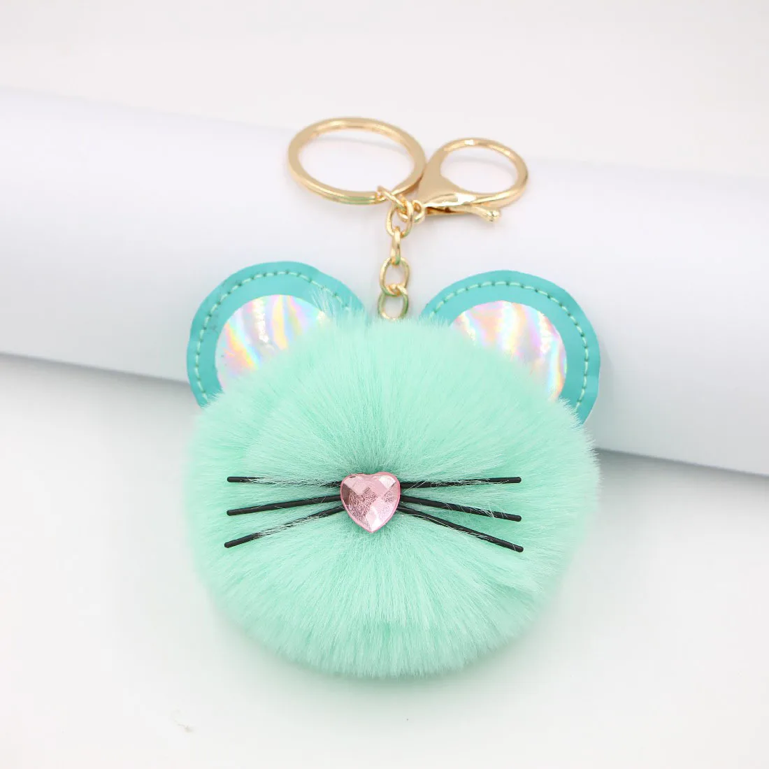 Cute Cat Beard Hair Ball Keychain Pendant Cute Cartoon Wild Chinese Student School Bag Ladies Handbag Mobile Phone Ornaments