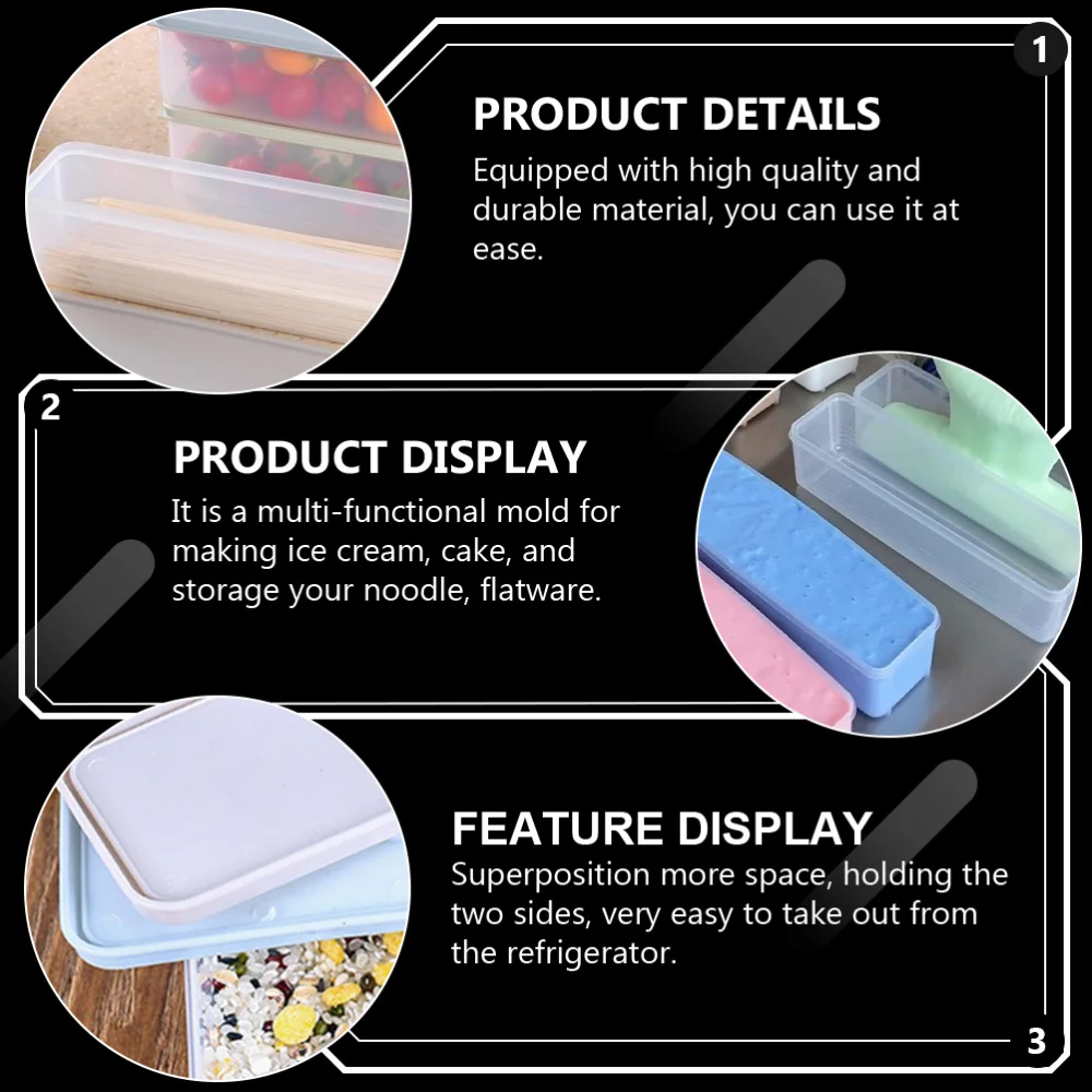 

2pcs Freezer Containers Ice Cream Containers Kitchen Supplies Boxes with Lid