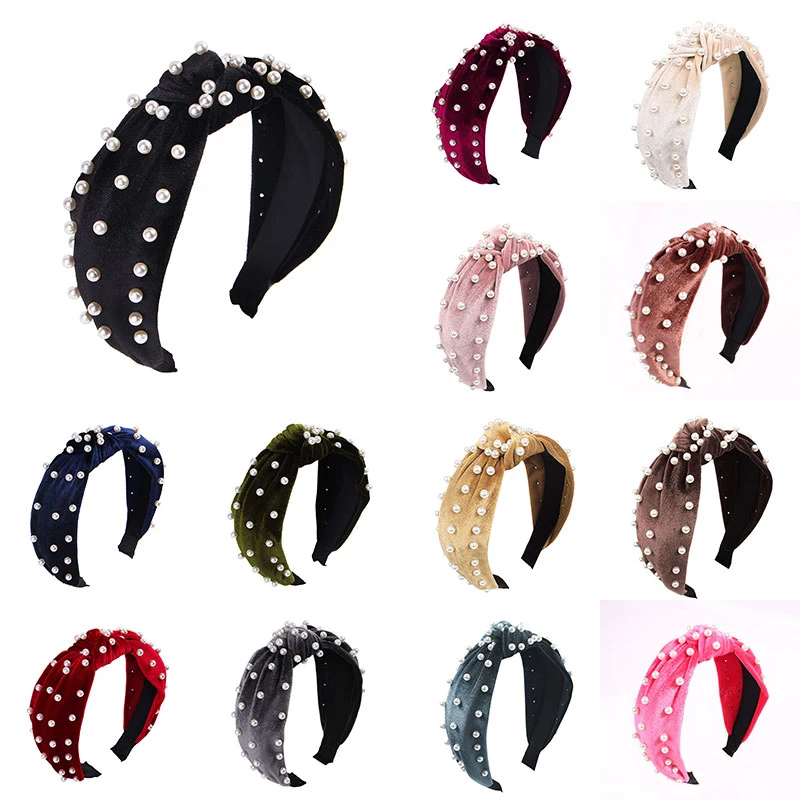 

Free shipping Bohemian Velvet Knotted Hairband Colored Rhinestone Knot Headband Hair Accessories Hair Jewelry