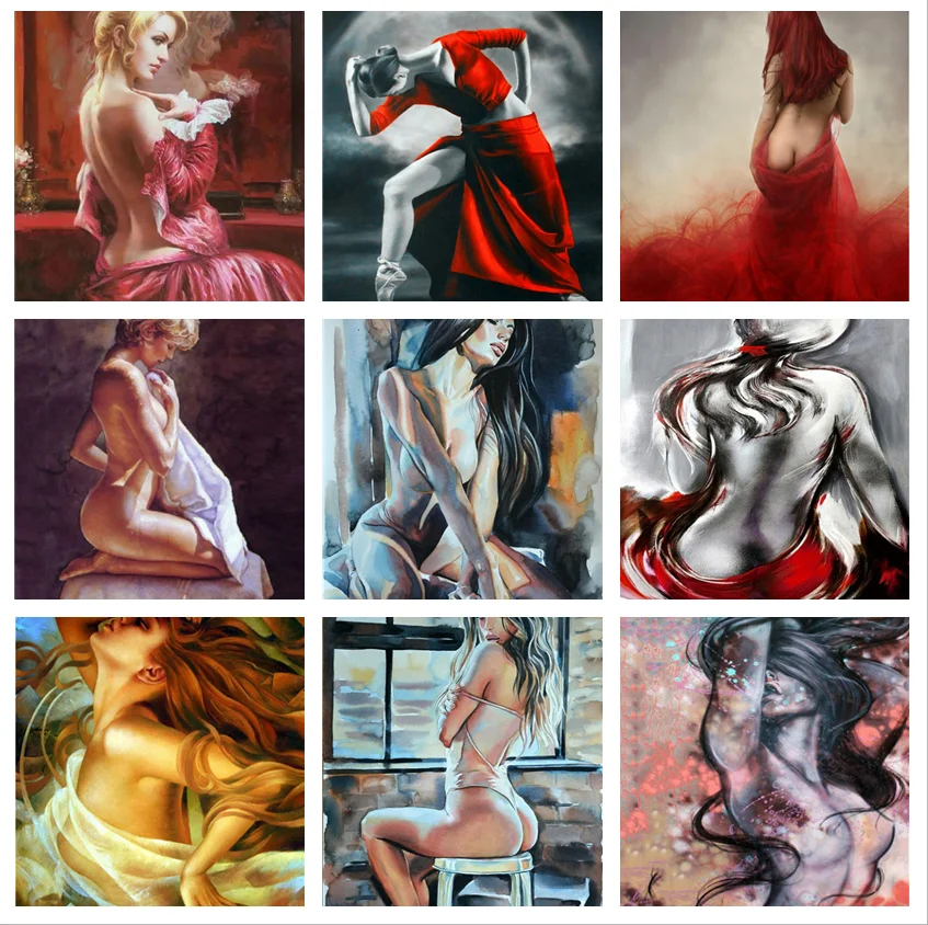 

Full AB Square Round Sexy Lady nude Diamond Embroidery 5D DIY Diamond Painting Cross Stitch Rhinestone Mosaic Home Decor
