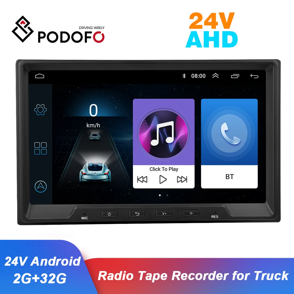 

Автомагнитола Podofo, мультимедийный плеер на Android, с 8 "экраном, 24 В, GPS, для грузовиков, автобусов, автобусов, школьников, типоразмер 2 Din