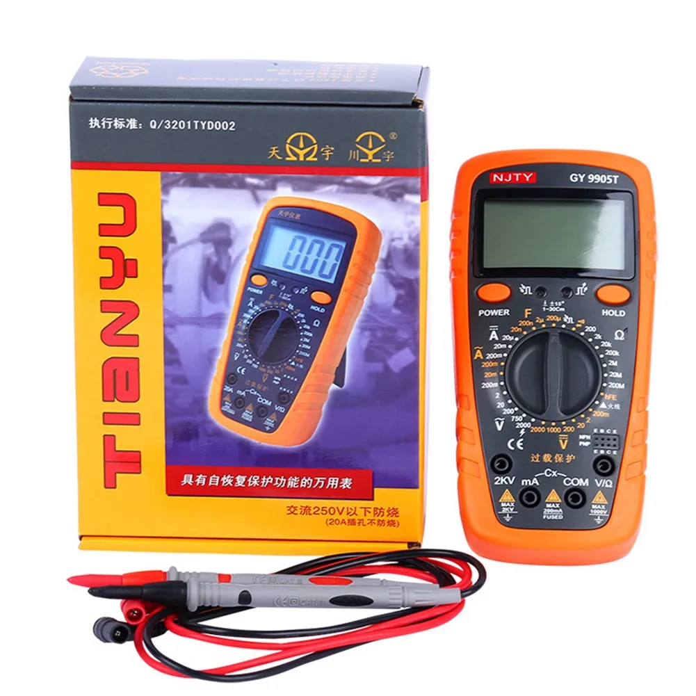 

9905T Digital Multimeter Profesional Tester Test Volts AC/DC Amps AC/DC Resistance Diode Auto Voltmeter Electric Tools Ammeter