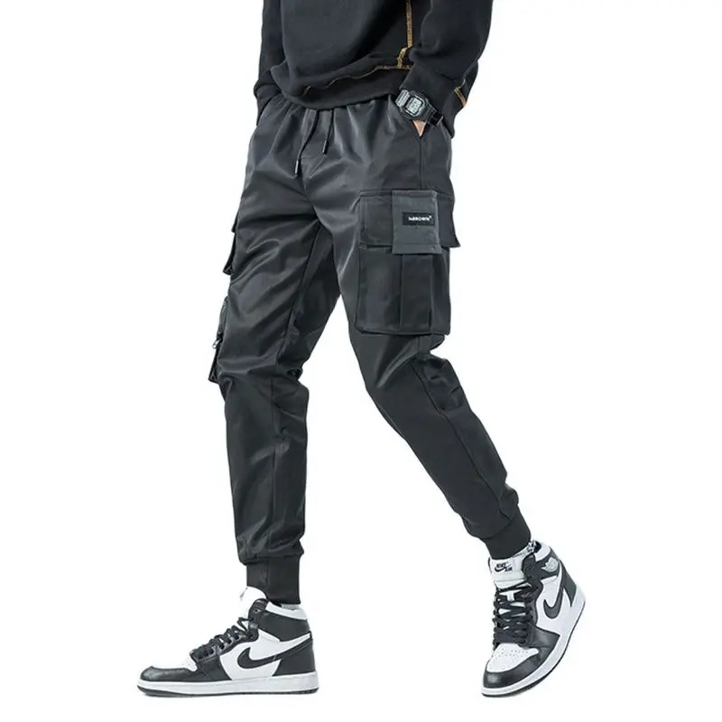 

2021 Hip Hop Cargo Pants Streetwear Men Harajuku Joggers Pants HipHop Swag Ribbion Harem Pants Pockets Summer Autumn Trousers
