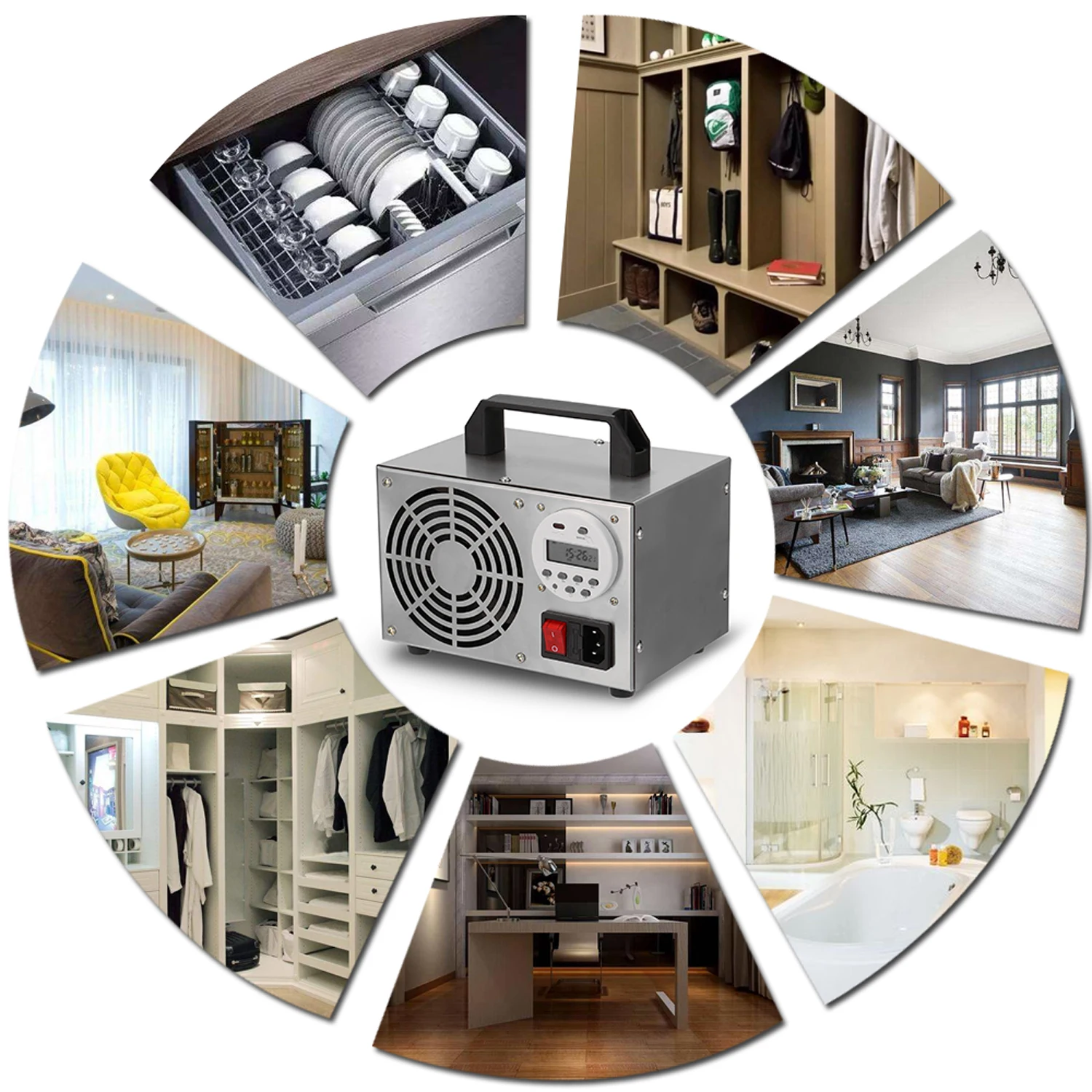 

HF258 Ozone Generator Household Ozonator Air Disinfector Purifier Stainless Steel Air Filter Disinfection Sterilization Timing