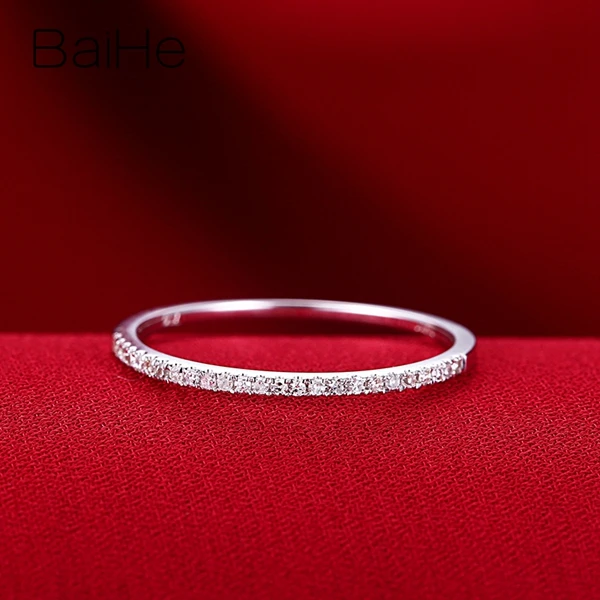 BAIHE твердое 10 к белое золото 0.1CT сертифицированное круглое натуральными бриллиантами ювелирное изделие для женщин юбилейное женское классическое изысканное уникальное кольцо