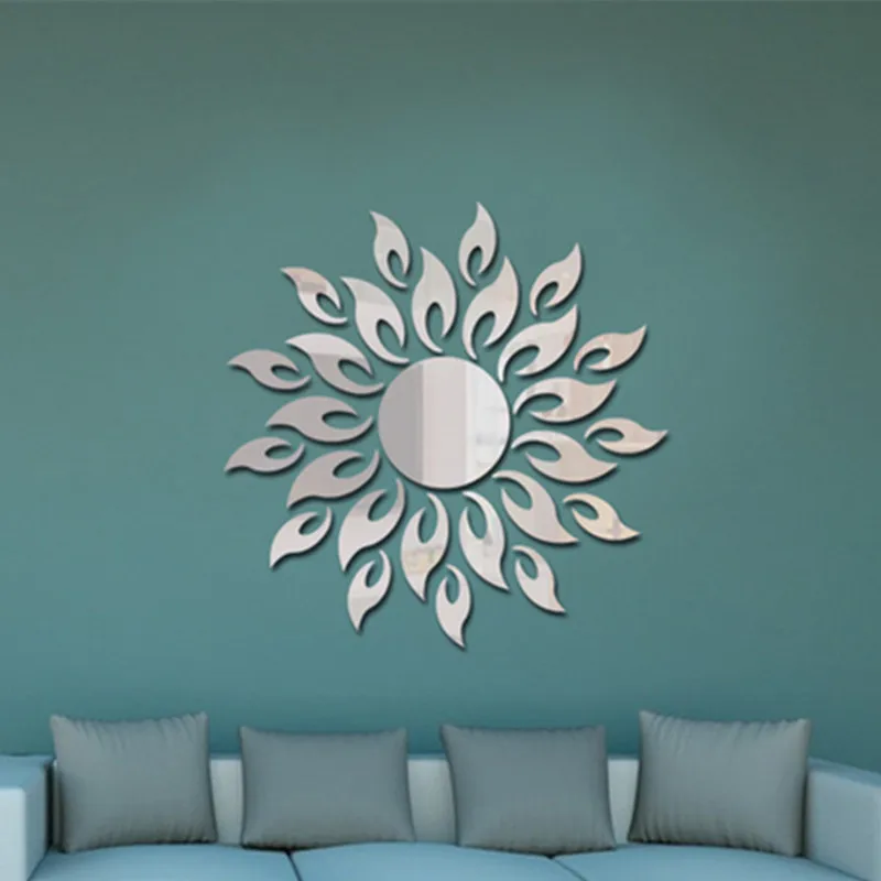 Солнечный свет огненный Подсолнух настенный стикер 3D зеркальный эффект