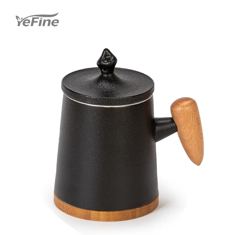 

YeFine фарфоровые кофейные чашки с деревянной блюдце керамическая крышка чай заварка роскошный подарок