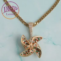 pinwheel pendant real gold plated women necklace hip hop jewelry