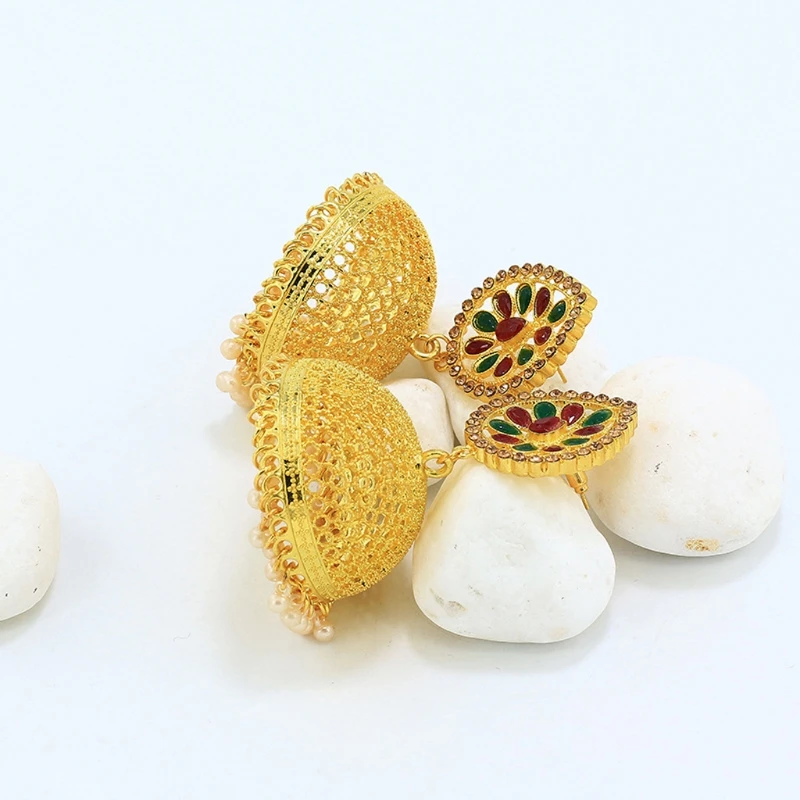 Традиционные свадебные Эмалевые Серьги Jhumki Jhumka индийские этнические висячие