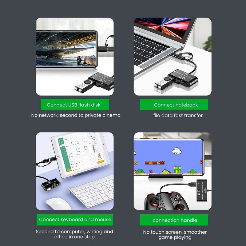 2 в 1 USB Type C кардридер OTG адаптер Micro SD/TF для Macbook смартфона кабель передачи данных U